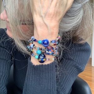 Murano Glass Bead Coil Bracelet